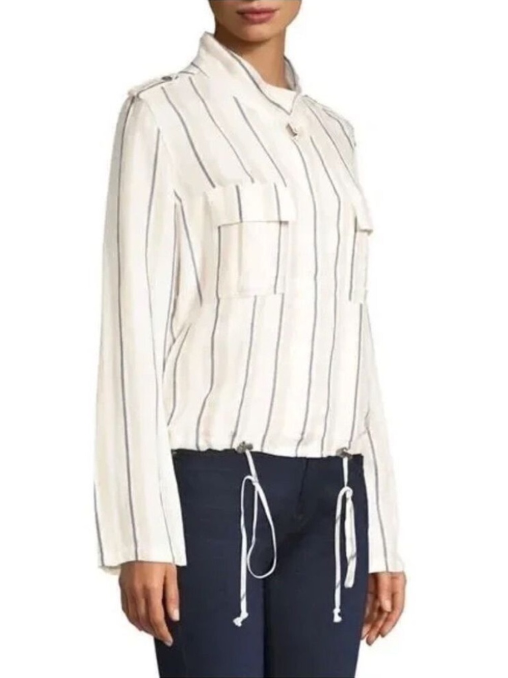 Rails Rowan Striped Army Military Jacket Coco Stripe Linen Blend Size XS